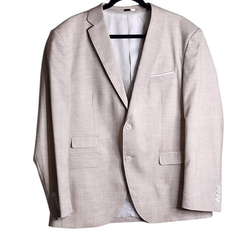 Statement blazer sports coat jacket cream 100% wool 44R